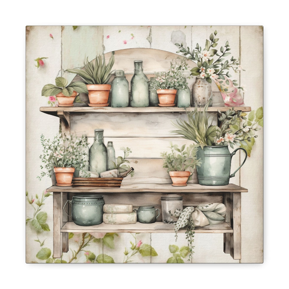 Thumbnail: Vintage Shabby Kitchen Canvas Art French Farmhouse Gardening Cottage Wall decor