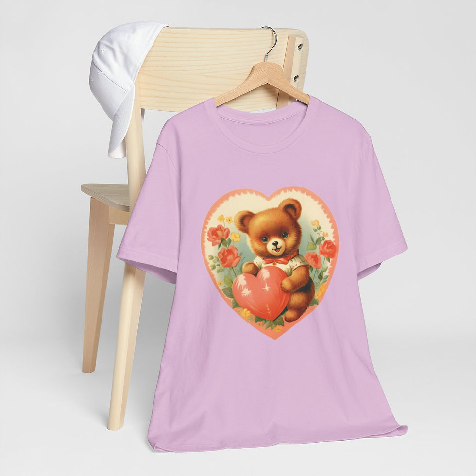 Thumbnail: Shabby Bear T-Shirt Roses and Hearts Valentine's Day Artistic Bear Lover Gift 