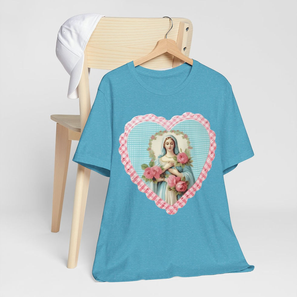 Thumbnail: Shabby Virgin Mary T-Shirt Religious Faith Pastel Art Tee Vintage Catholic Gifts