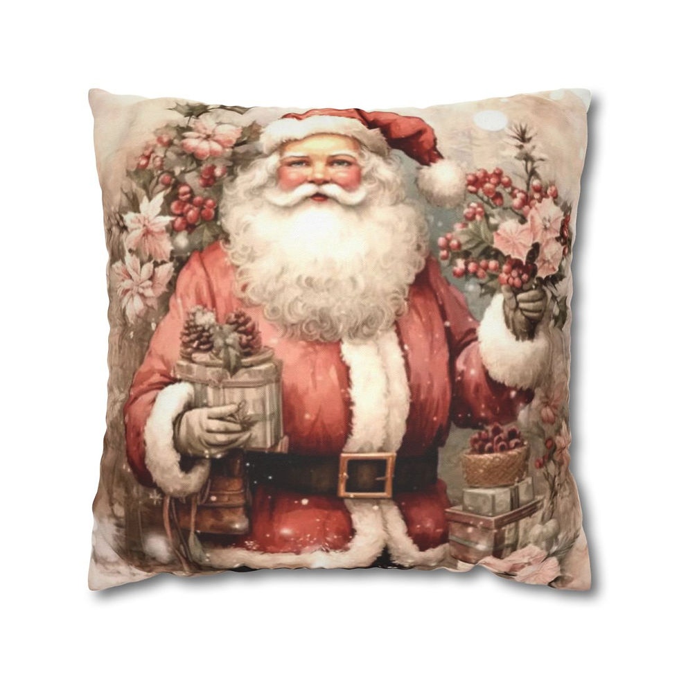 Thumbnail: Shabby Victorian Santa Christmas Throw Pillow Cover Holiday Home decorations