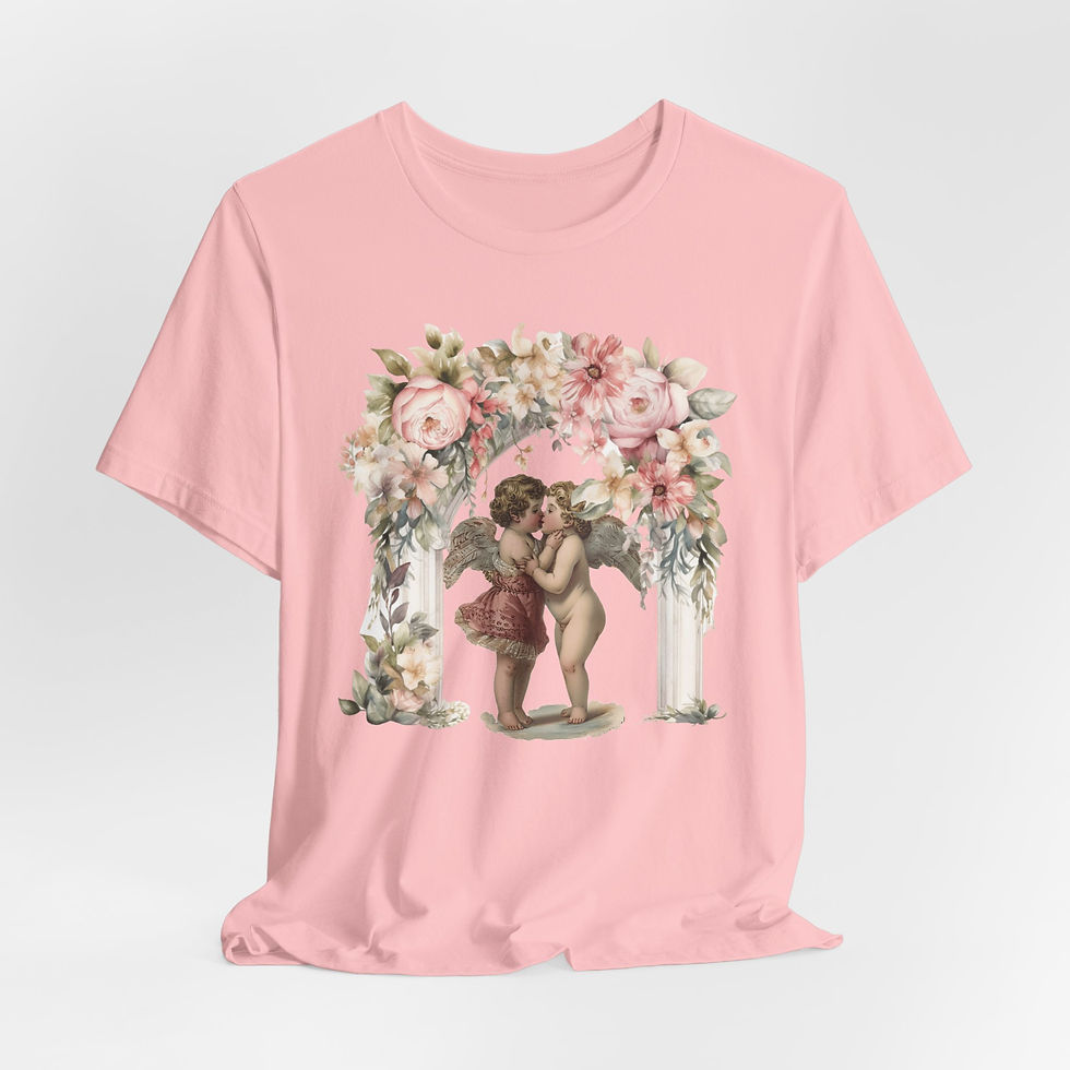 Thumbnail: Kissing Cherubs T-Shirt Shabby Cupid Pink Roses Artistic Gift Valentines Day Tee