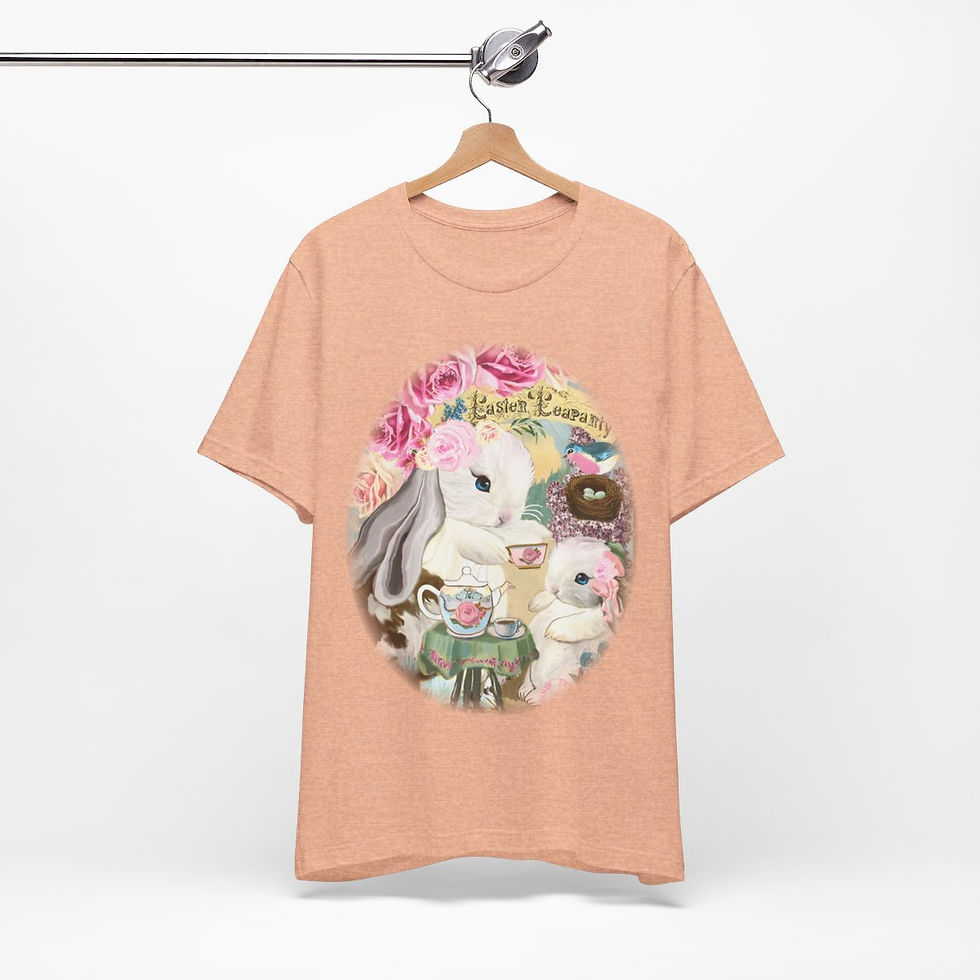 Thumbnail: Shabby T-Shirt Bunny having Tea Pink Roses Chic Art Tee Artistic Apparel & Gifts