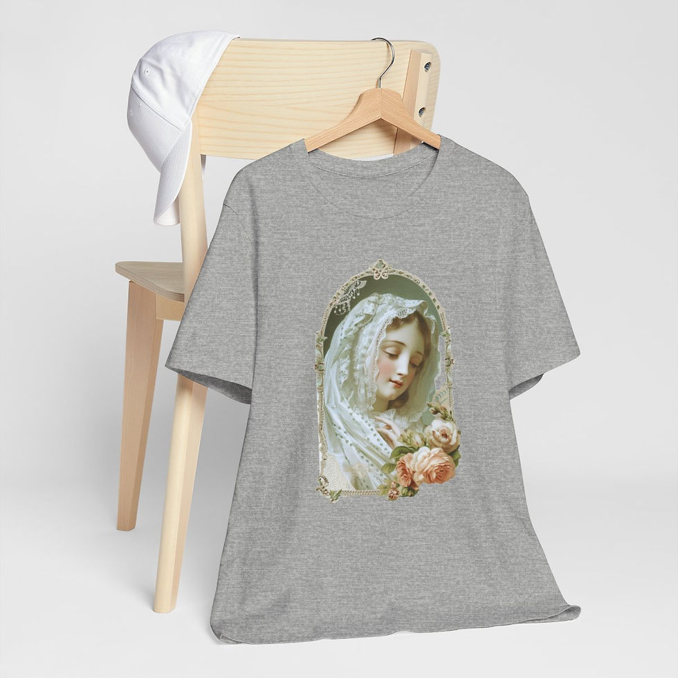 Thumbnail: Shabby Religious T-Shirt Virgin Mary Art Tee Thoughtful Catholic Gifts of Faith