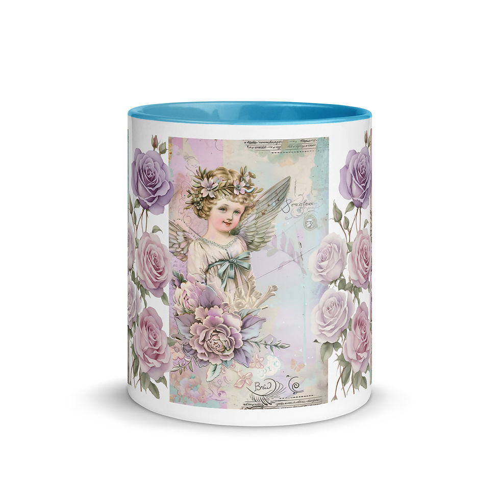 Thumbnail: Victorian Cherub Coffee Mug Shabby Roses French Country Artistic Angel Mug