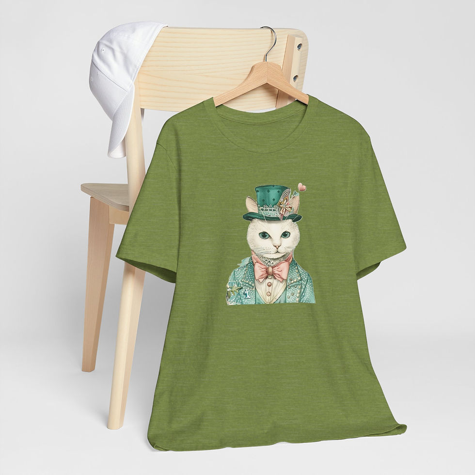 Thumbnail: Victorian Cat Art T-Shirt Shabby Male Kitty Expressive Artistic Cat Lover Gift