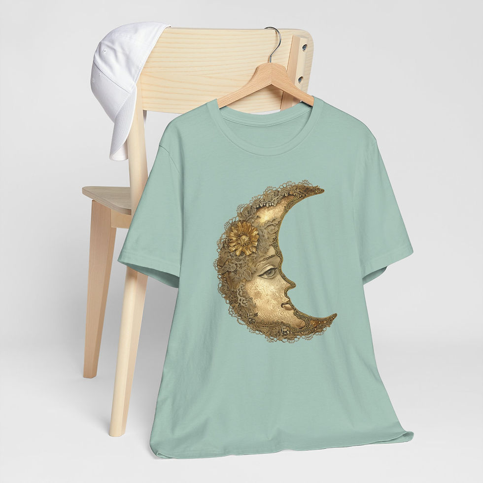 Thumbnail: Shabby Crescent Moon T-Shirt Vintage Celestial Boho Witchy Trendy Artistic Gift 