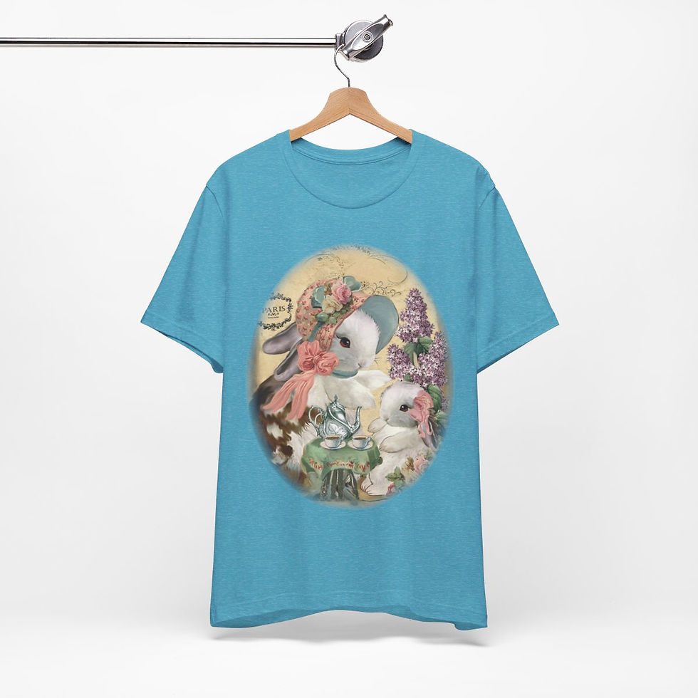 Thumbnail: Shabby T-Shirt Bunny having Tea Pink Roses Chic Art Tee Artistic Apparel & Gifts