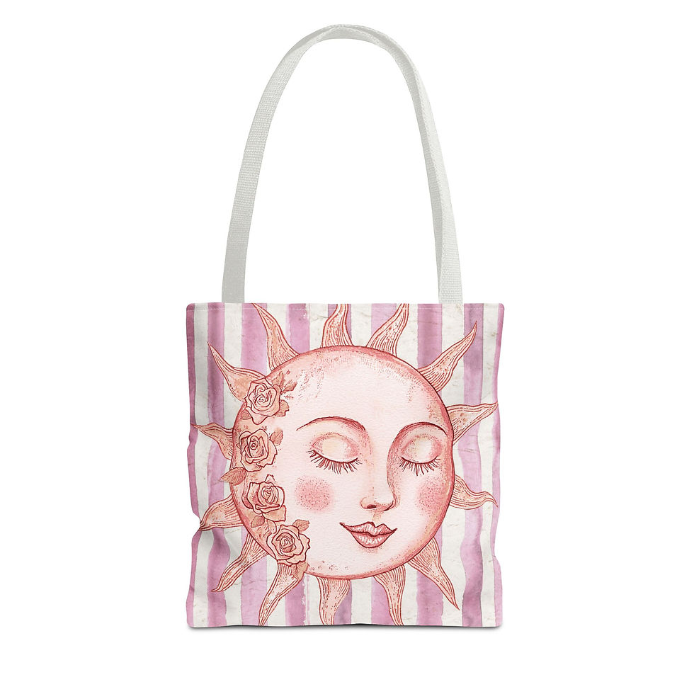 Thumbnail: Artistic Celestial Tote Bag Boho Sun Art Shabby Pink Trendy Expressive Gift