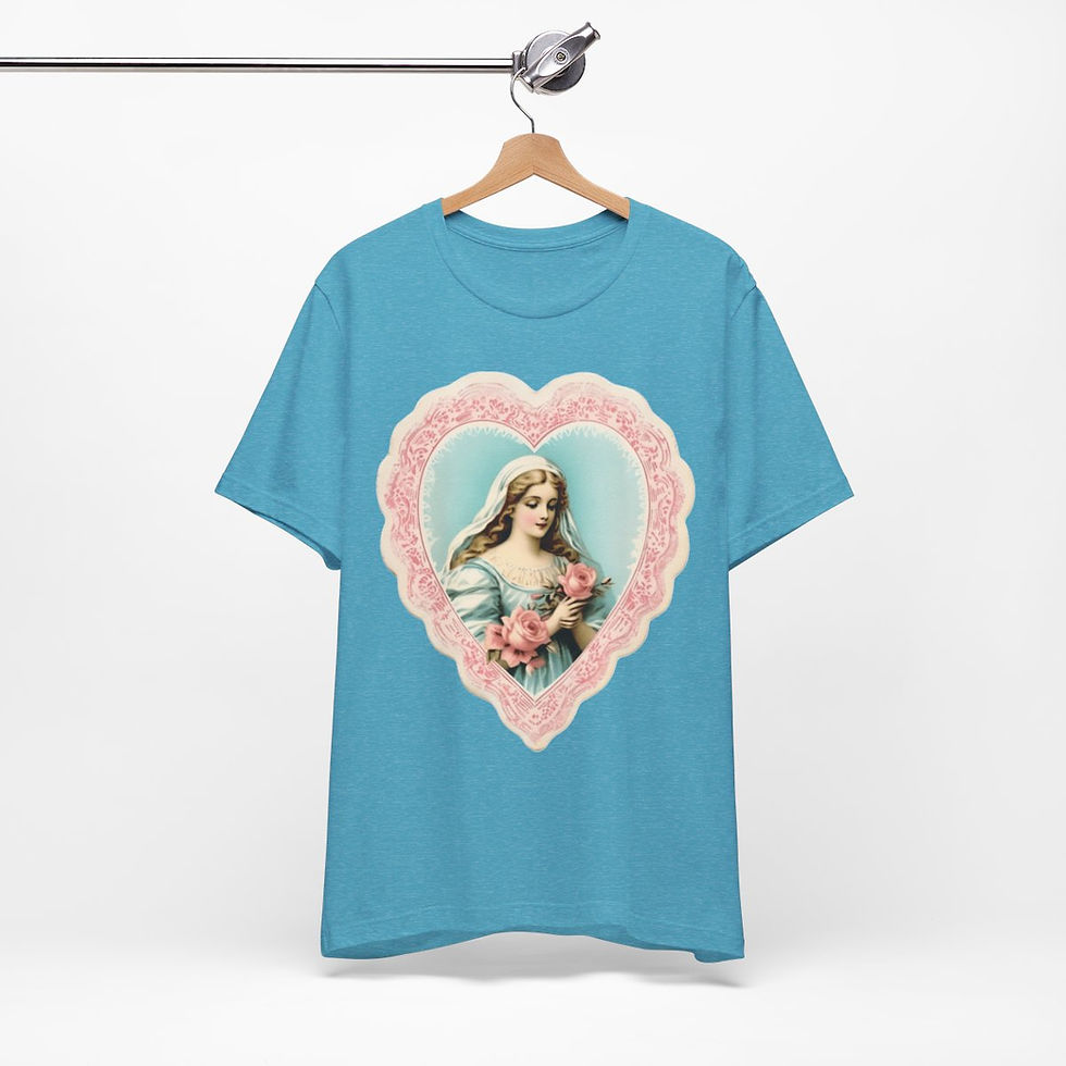 Thumbnail: Shabby Virgin Mary T-Shirt Religious Faith Pastel Art Tee Vintage Catholic Gifts