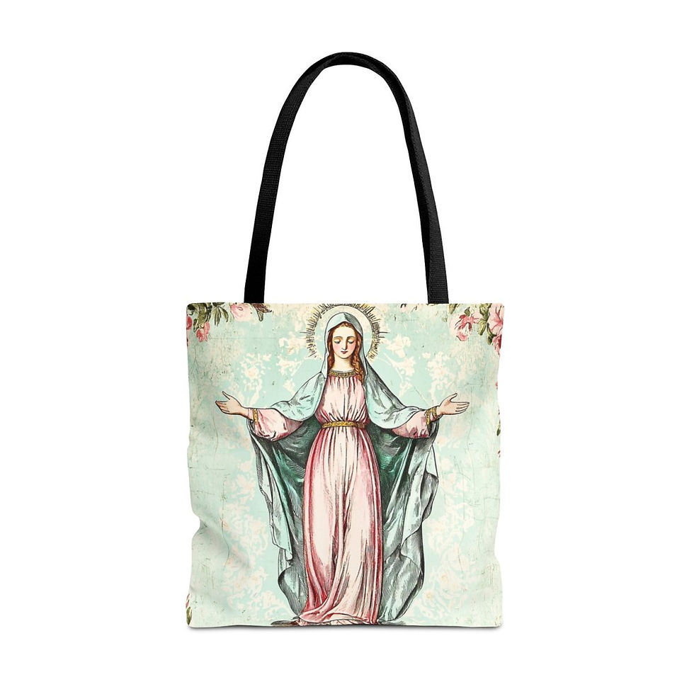 Thumbnail: Shabby Religious Artistic Tote Bag Vintage Virgin Mary Peaceful Catholic Gift