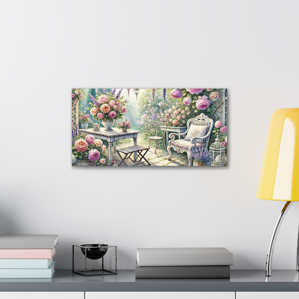 Thumbnail: Shabby Chic Garden Canvas Art French Country Porch English Cottage Floral Print