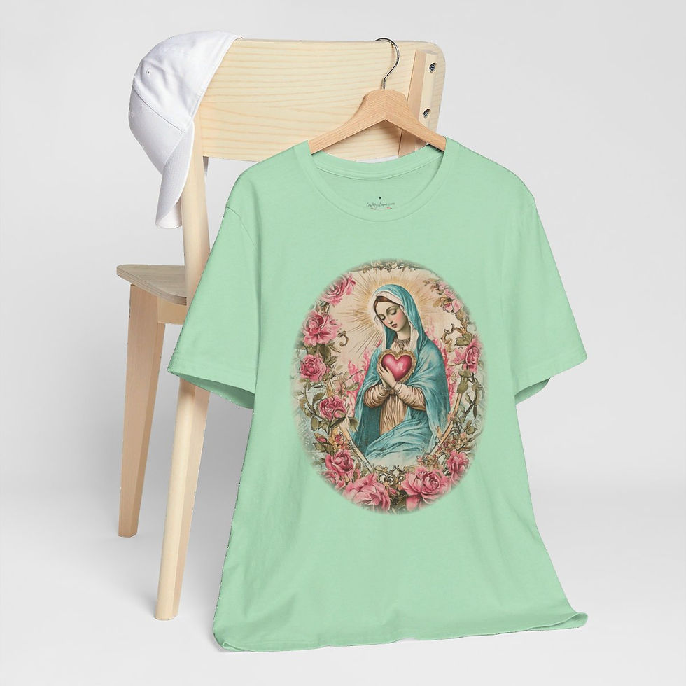 Thumbnail: Virgin Mary T-Shirt Shabby Mother Mary Immaculate Heart Catholic Art Tee