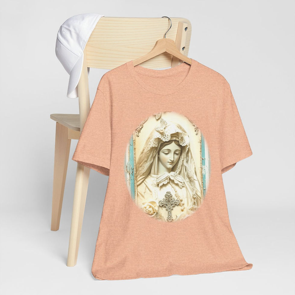 Thumbnail: Shabby Virgin Mary T-Shirt Ave Maria Religious Faith Art Tee Catholic Gifts