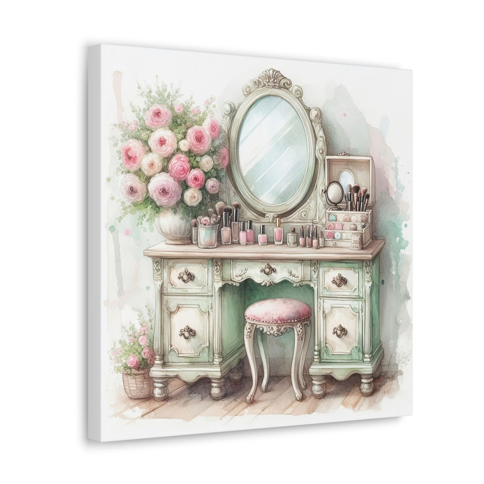 Thumbnail: Shabby French Canvas Art Romantic Cottage Print Vanity Bathroom Bedroom Decor