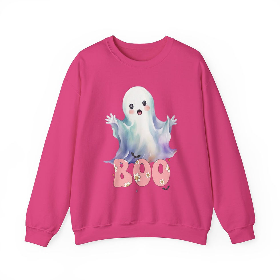 Thumbnail: Cute Halloween Ghost Sweatshirt Pastel Boo Autumn Fall Trendy Apparel