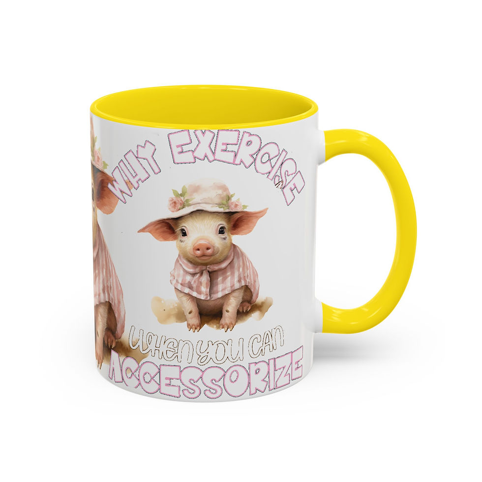 Thumbnail: Artistic Pig Coffee Mug Sarcastic Gift Why Exercise Funny Kitchen Decor