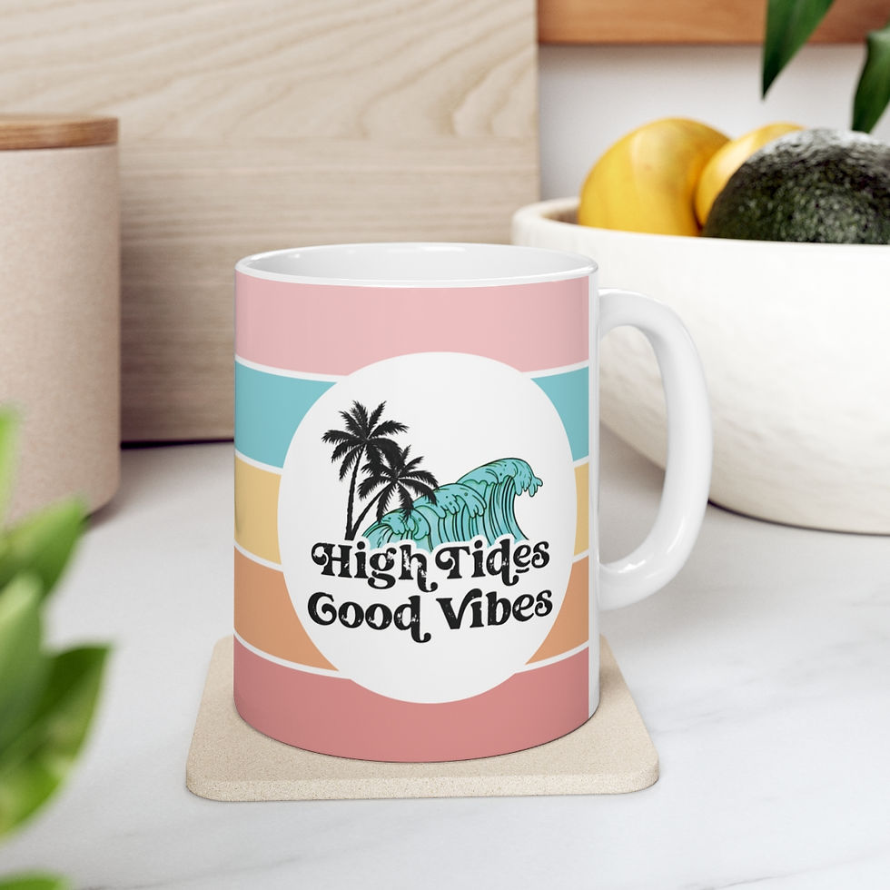 Thumbnail: Beachy Artistic Coffee Mug High Tides and Good Vibes Beach Theme Decor & Gifts