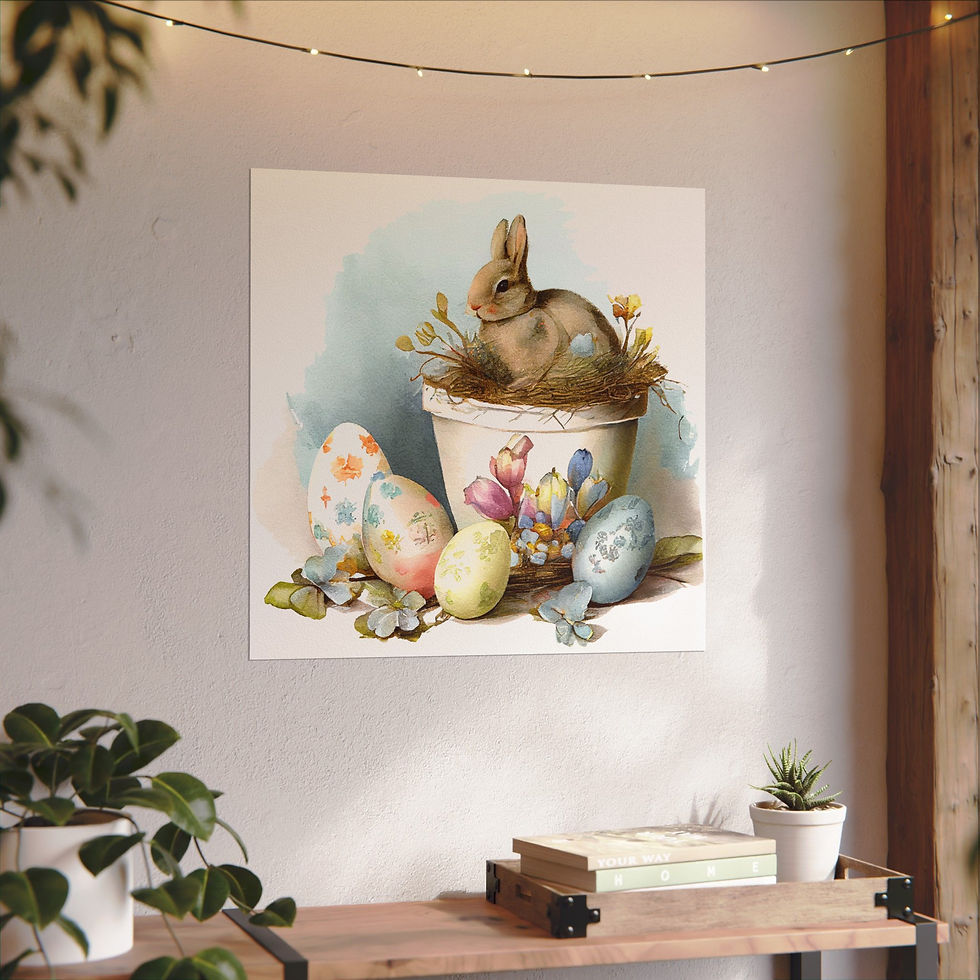 Thumbnail: French Country Spring Decor Rabbit Watercolor Art Print Shabby Cottage Farmhouse