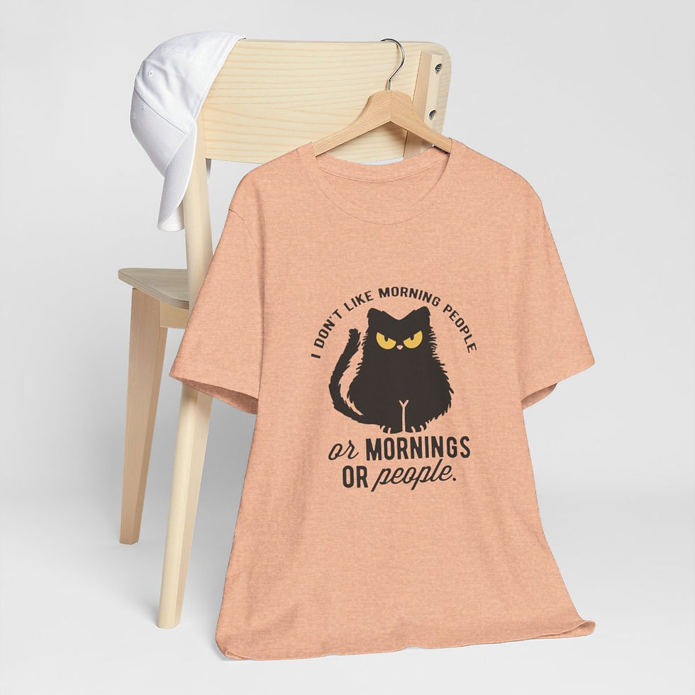 Thumbnail: Sarcastic T-Shirt I Don't Like Mornings or People Retro Cat Art Tee Unisex Gifts