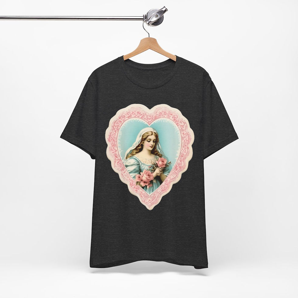 Thumbnail: Shabby Virgin Mary T-Shirt Religious Faith Pastel Art Tee Vintage Catholic Gifts