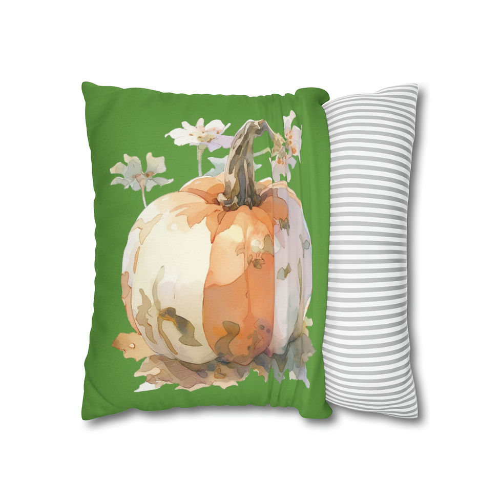 Thumbnail: Artistic Autumn Square Pillow cover Watercolor Pumpkin Throw Pillow case