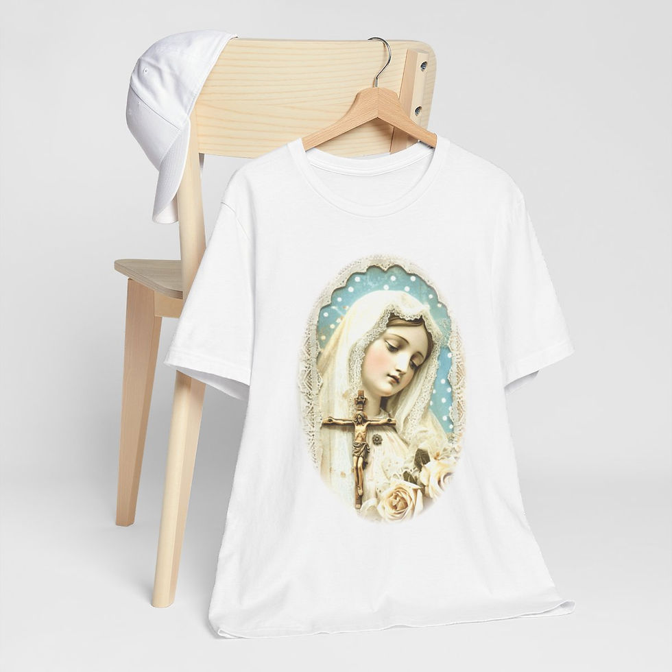 Thumbnail: Shabby Virgin Mary T-Shirt Ave Maria Religious Faith Art Tee Catholic Gifts