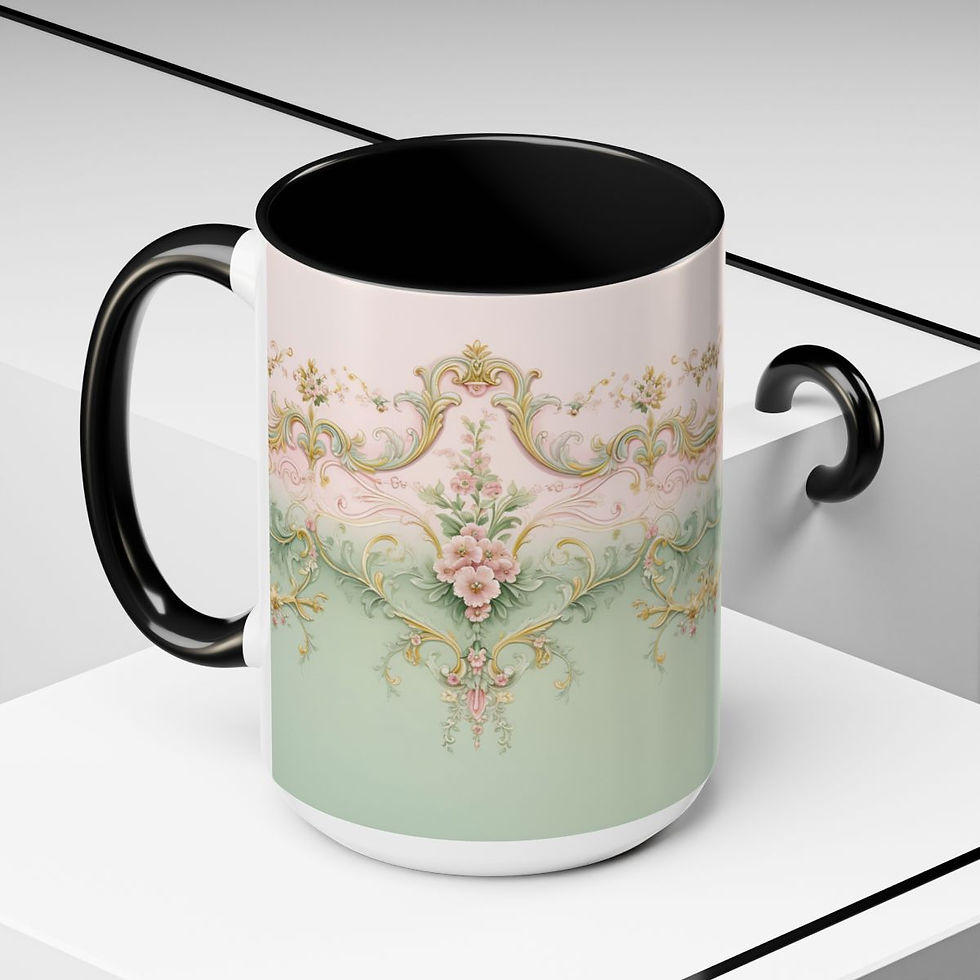 Thumbnail: Artistic Coffee Mug Shabby Victorian Pink Roses Rococo Art Thoughtful Gift