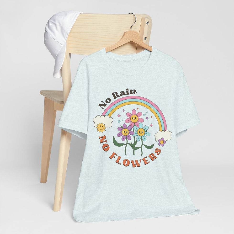 Thumbnail: Spiritual Art T-Shirt Motivational Gifts No Rain No Flowers Retro Apparel