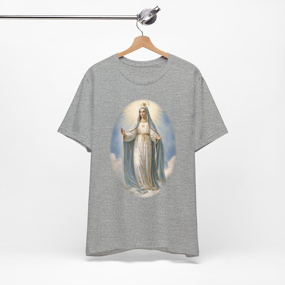Thumbnail: Virgin Mary T-Shirt Our Lady of Grace Ave Maria Art Tee Catholic Faith Gift