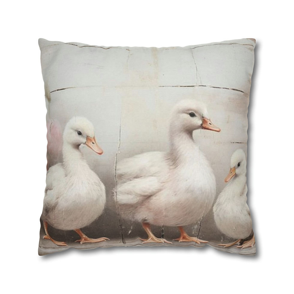 Thumbnail: Shabby Farmhouse French Country Home Decor Throw Pillow cover Ducks Ducklings