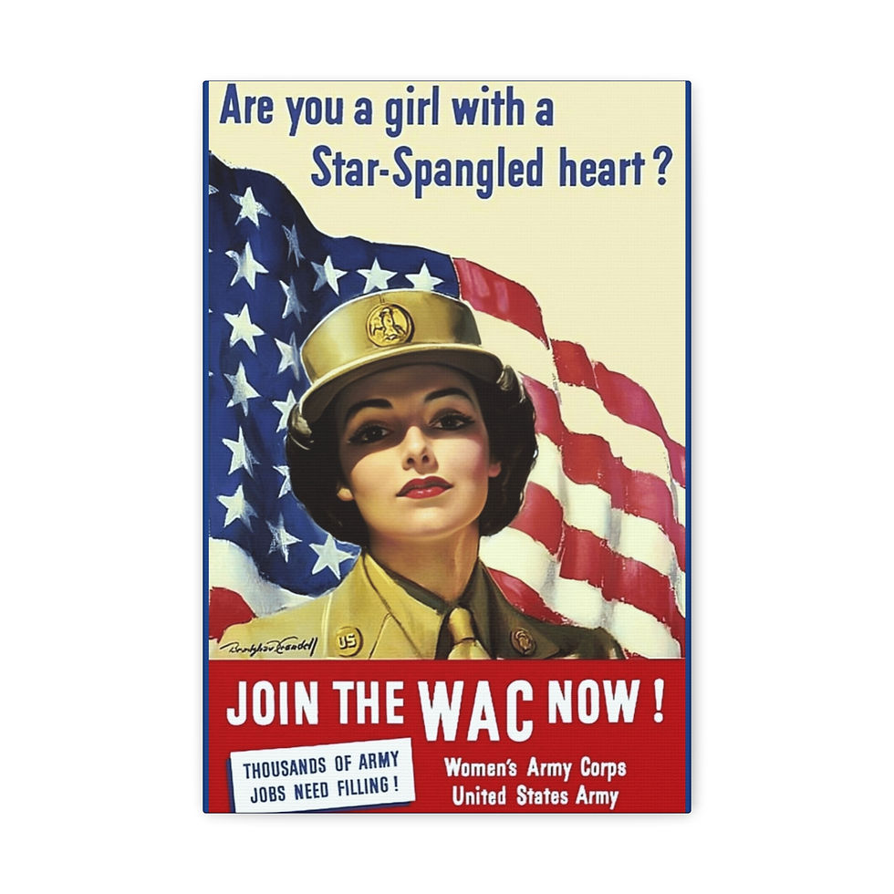 Thumbnail: Vintage WAC Army Recruiting Art Canvas Poster WWII Military Woman