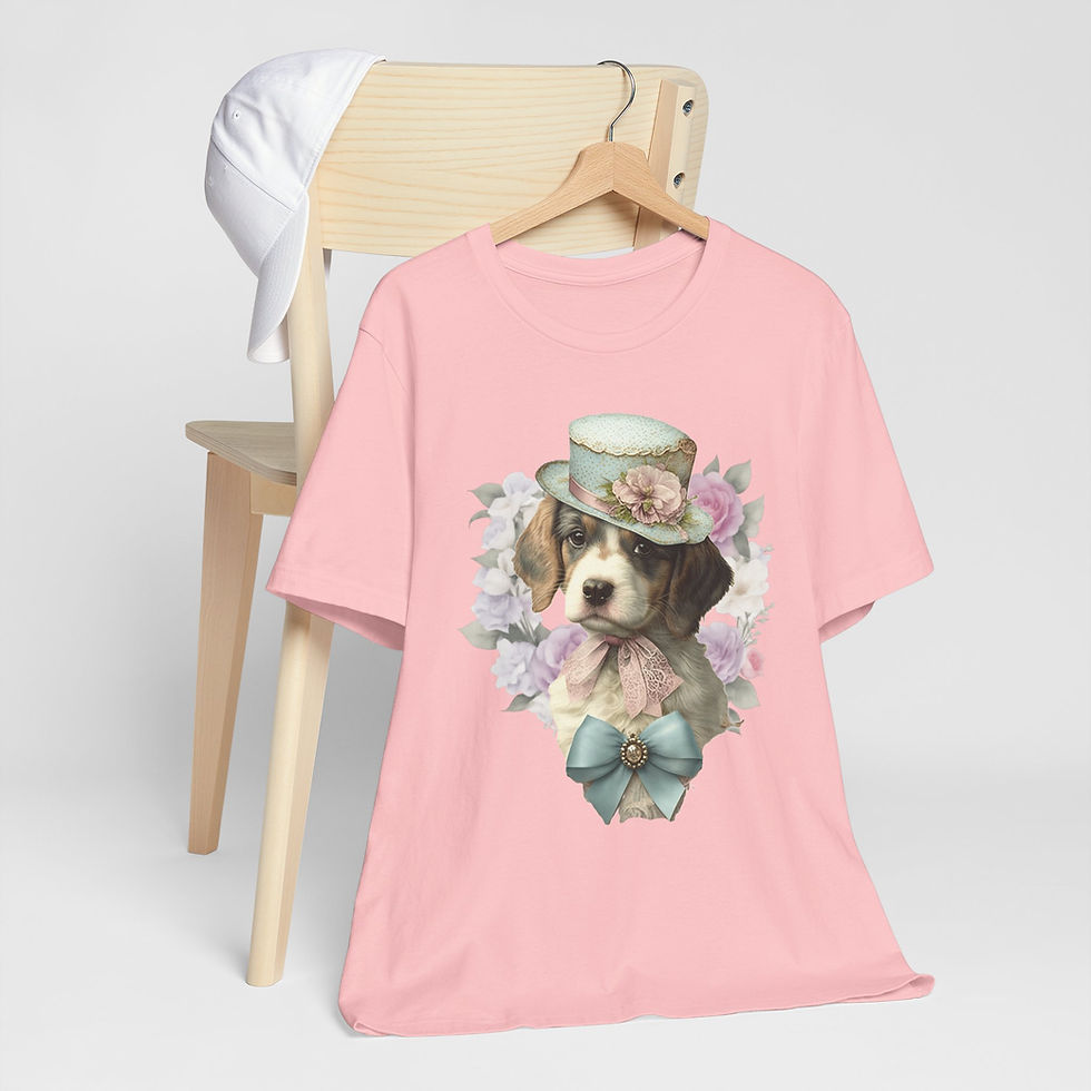 Thumbnail: Victorian Dog T-Shirt Shabby Dog in Top Hat Roses Artistic Gift Dog Lover Tee