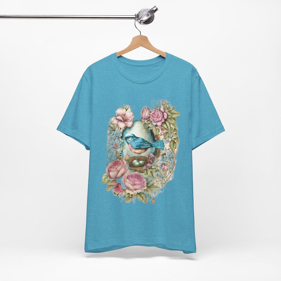 Thumbnail: Shabby Bird in Nest T-Shirt Vintage Spring Art Tee Chic Artistic Apparel & Gifts