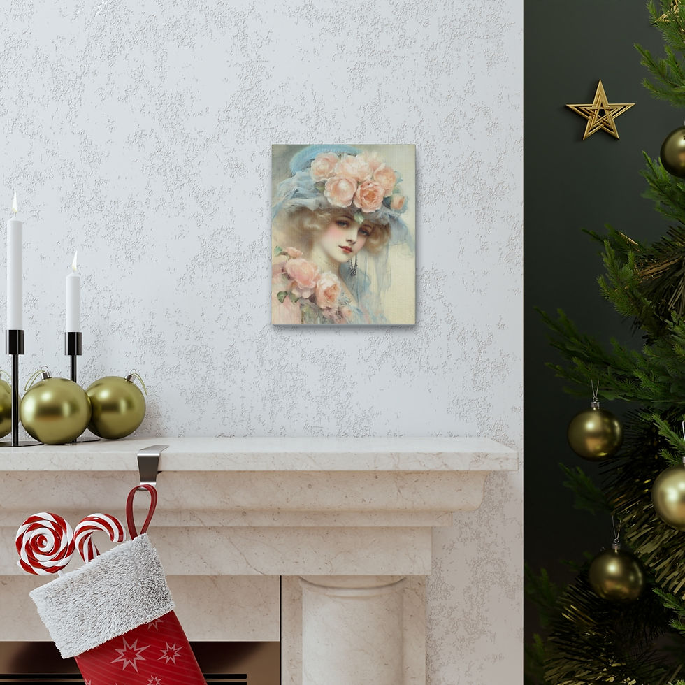 Thumbnail: Shabby Victorian Woman Watercolor Artwork Canvas Art Wrap French Wall Decor 
