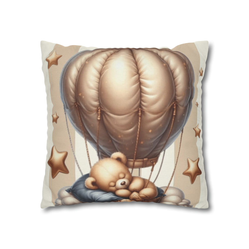 Thumbnail: Artistic Nursery Décor Throw Pillow Cover Sleeping Bear Stars Pillow Case