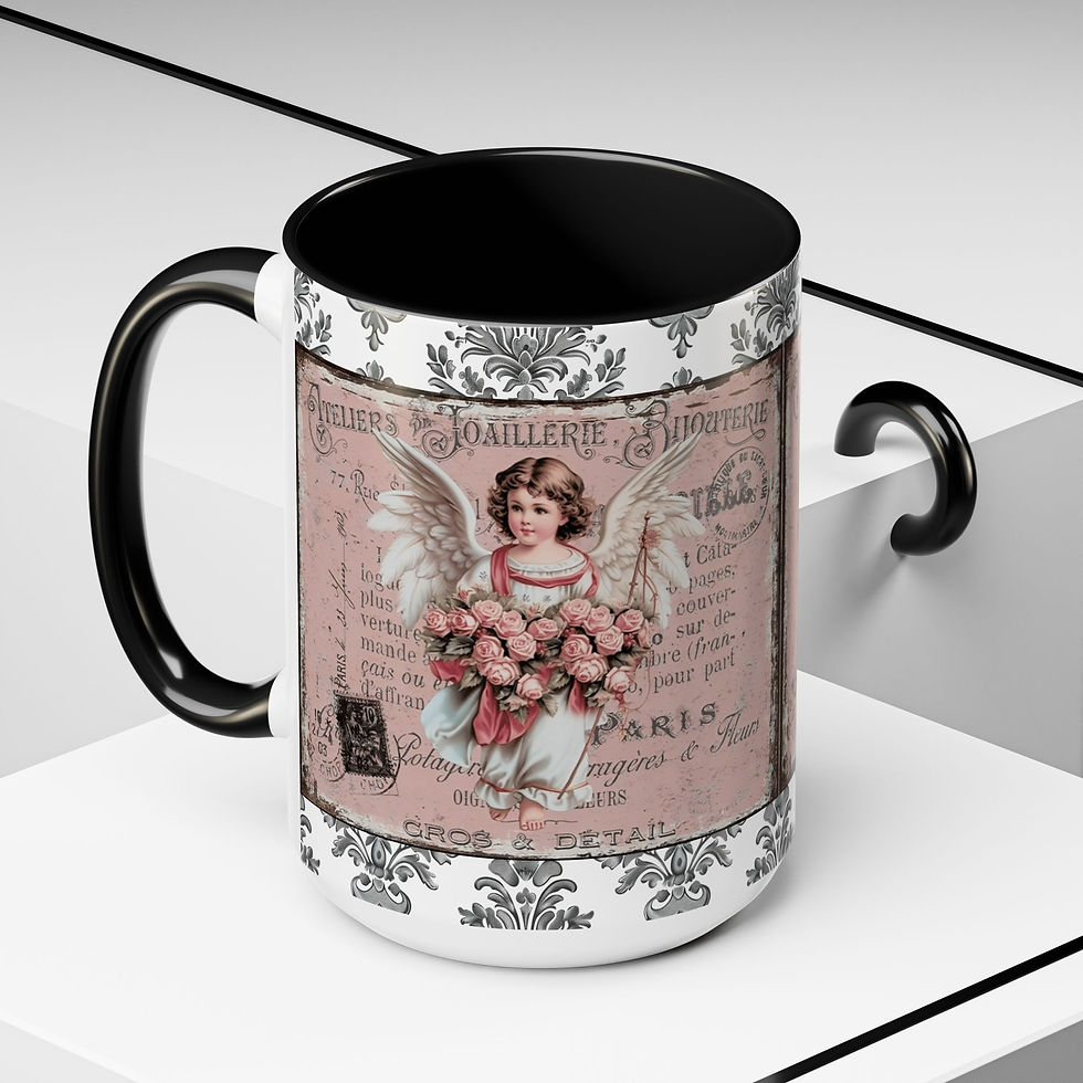 Thumbnail: Shabby Angel Coffee Mug Vintage Cherub Artistic Gift French Country Kitchen 