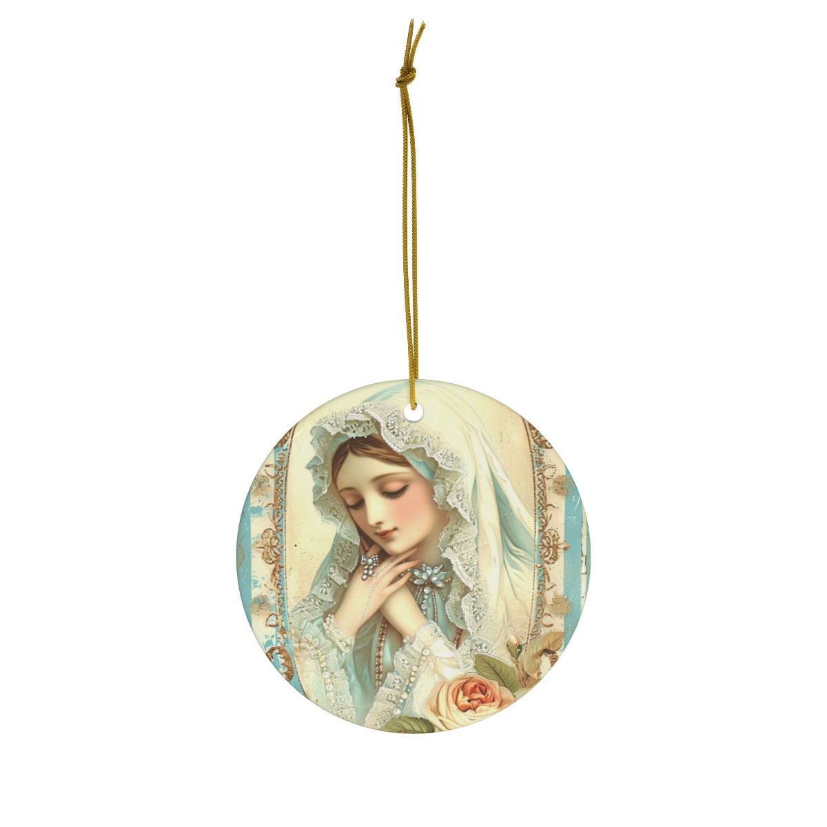 Christmas Ornament Virgin Mary Shabby Chic French Madonna Catholic Decor Gifts 