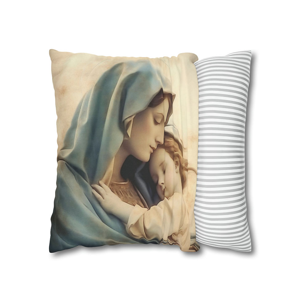 Thumbnail: Virgin Mary Throw Pillow cover Madonna and Child Jesus Religious Home Decor 