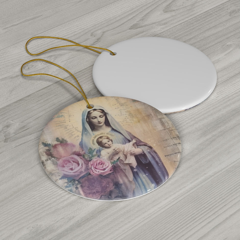 Thumbnail: Shabby Virgin Mary Ornament Madonna Jesus Cottage Christmas Decor Catholic Gifts