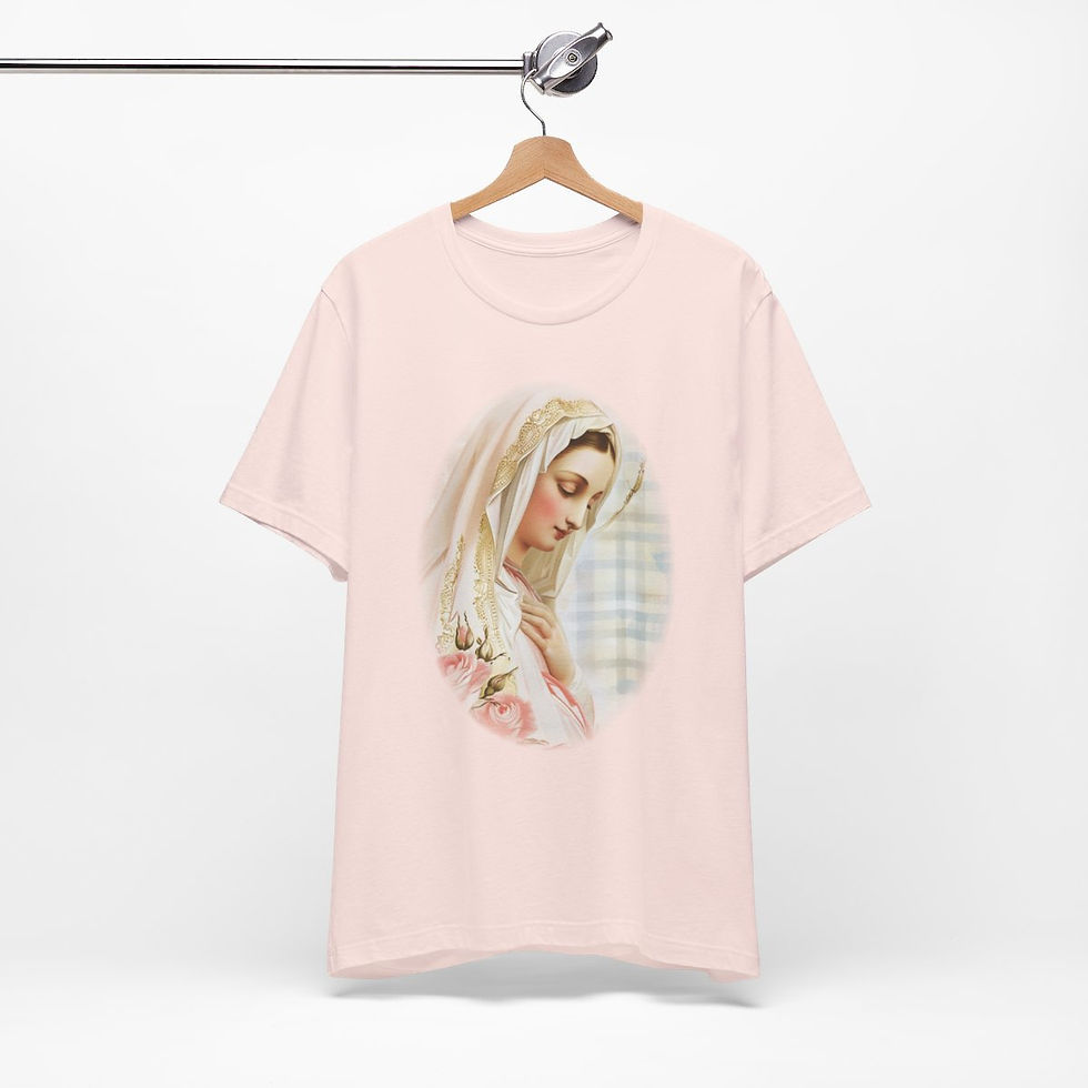Thumbnail: Shabby Virgin Mary T-Shirt Ave Maria Religious Faith Art Tee Catholic Gifts