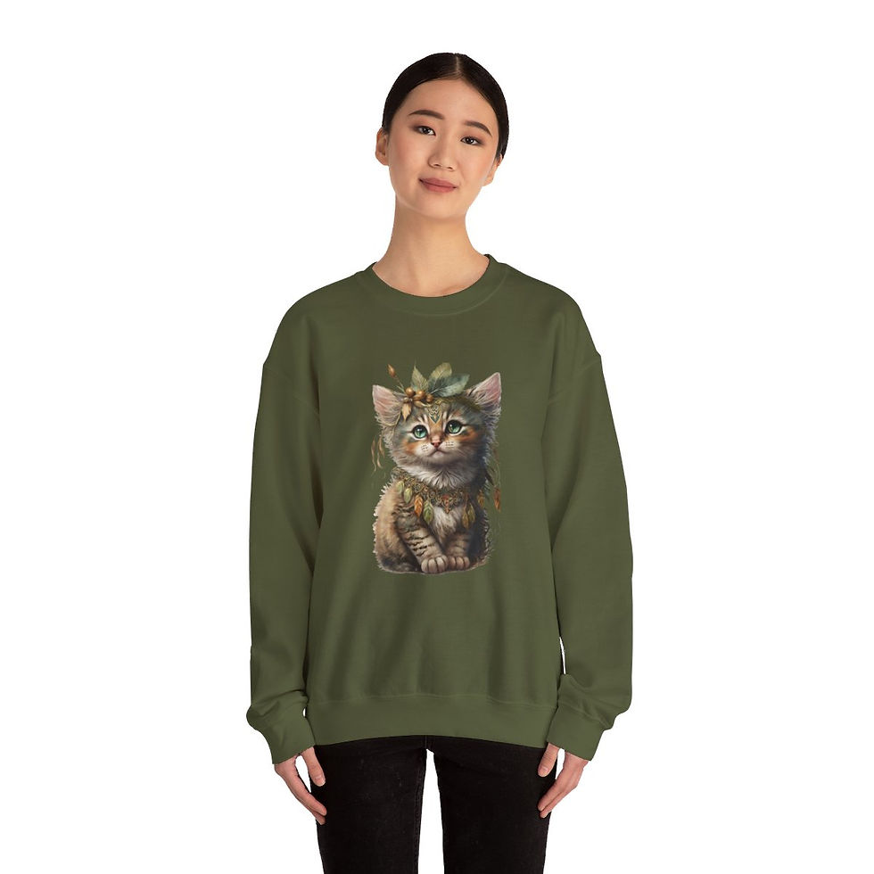 Thumbnail: BOHO Kitten Sweatshirt Wearable Art Cat Lover Gifts Fall Apparel 