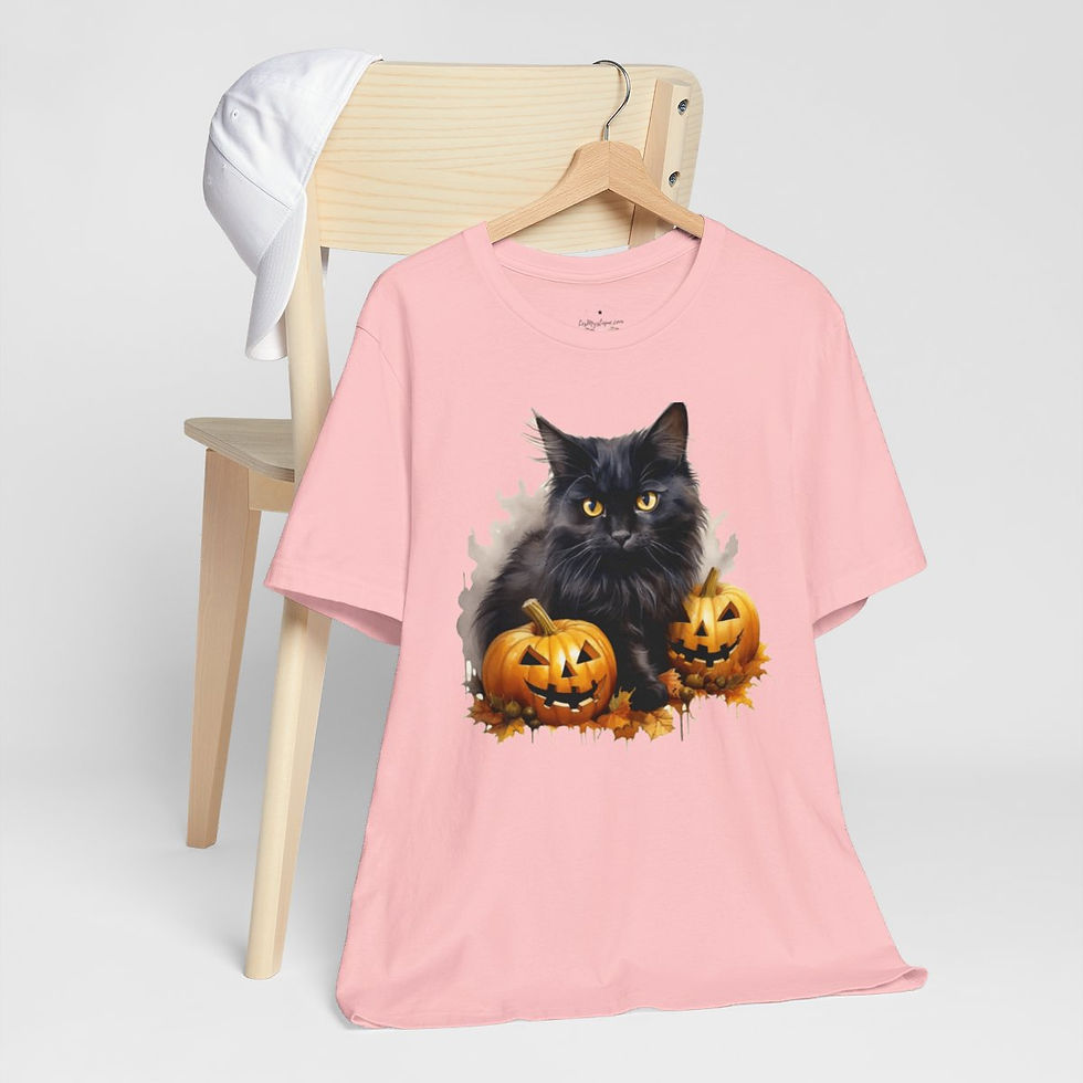 Thumbnail: Black Cat T-Shirt Halloween Pumpkins Fall Apparel Trendy Artistic Gifts