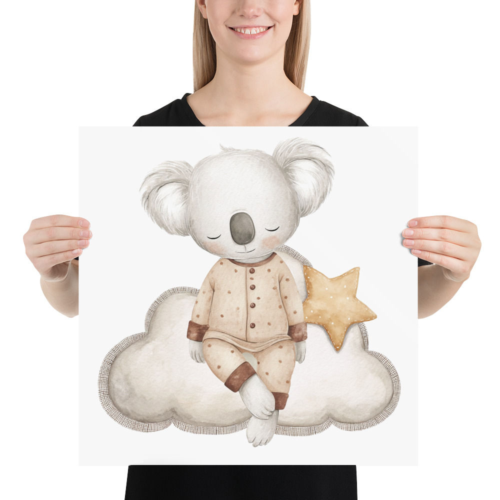 Children's & Nursery Decor Bedtime Koala Bear Pastel Watercolor Art Print 