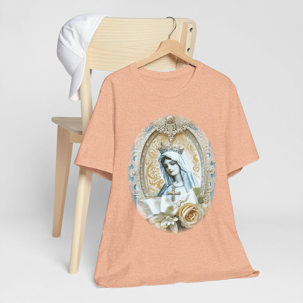 Thumbnail: Shabby Virgin Mary T-Shirt Ave Maria Religious Faith Art Tee Catholic Gifts