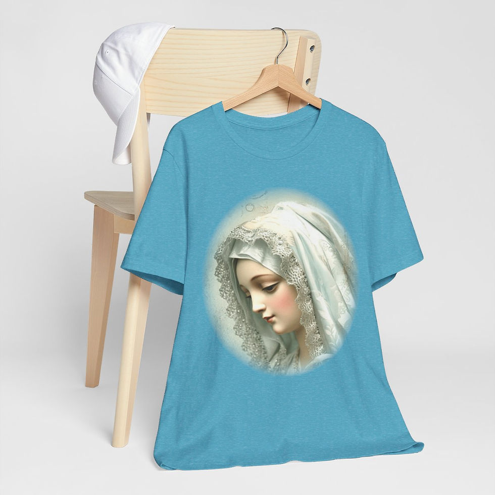 Thumbnail: Shabby Virgin Mary T-Shirt Ave Maria Religious Faith Art Tee Catholic Gifts
