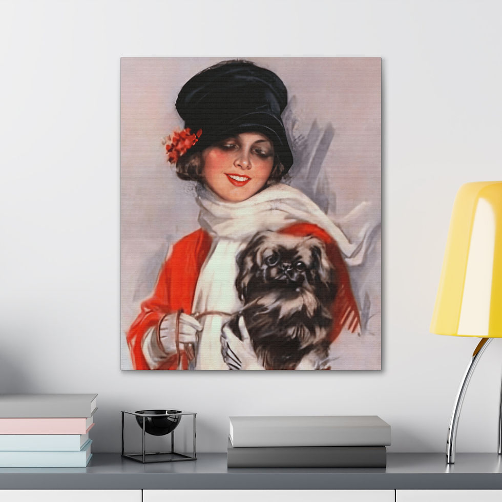 Thumbnail: Harrison Fisher Canvas Art Edwardian Woman with Dog Giclee Print Victorian Decor