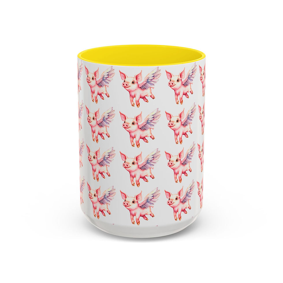 Thumbnail: Pig Lover Coffee Mug Flying Pig with Wings Angel Pig Artistic Gift 