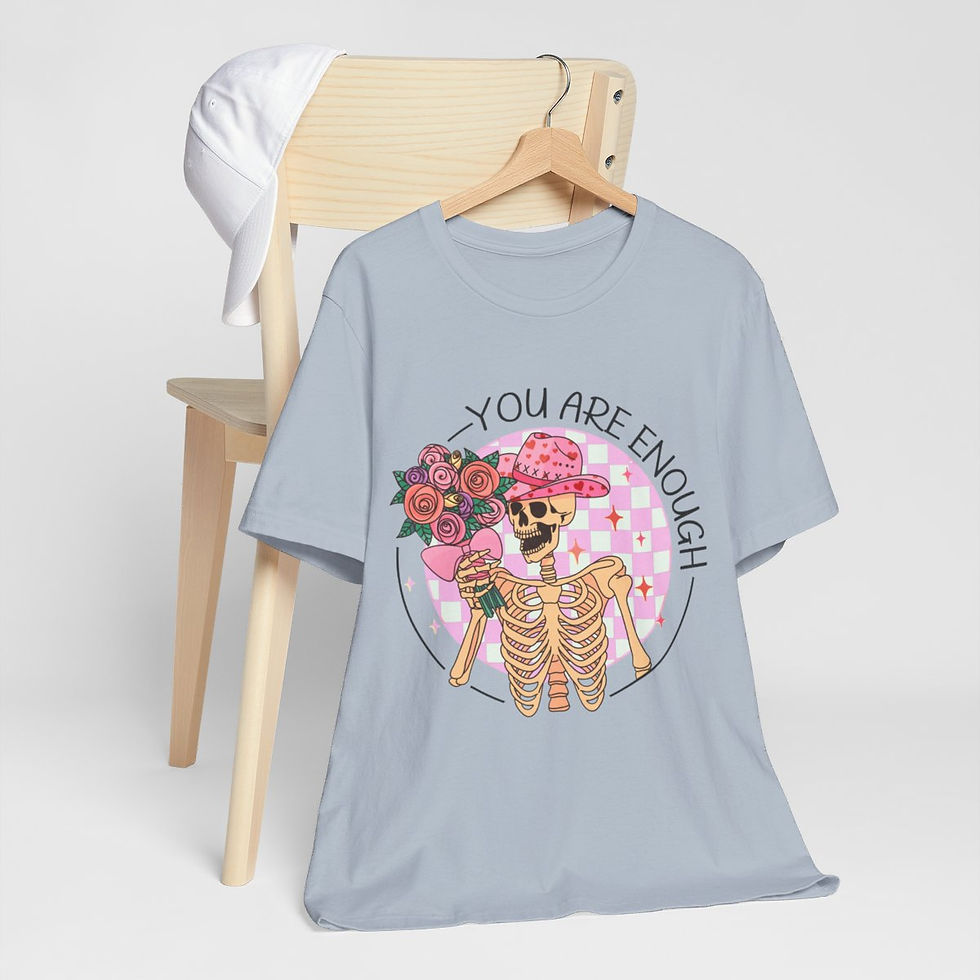 Thumbnail: Artistic T-Shirt Self Love Pink Skeleton You Are Enough trendy Gifts Art Apparel
