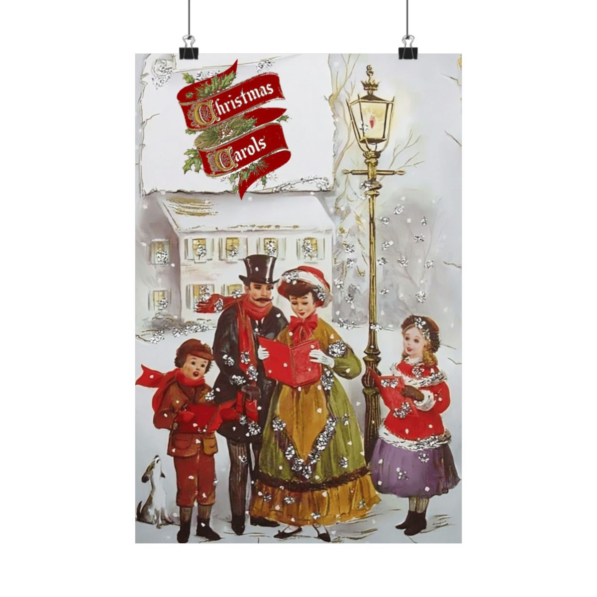 Vintage Retro Christmas Art Print Victorian Carolers Holiday Wall Decor