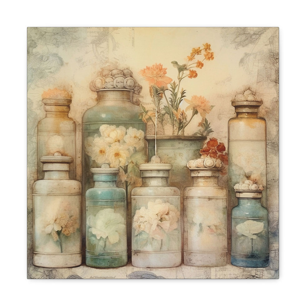 Thumbnail: Canvas Art Jars Bottles Flowers Shabby Chic Decor French Country Wall Hanging